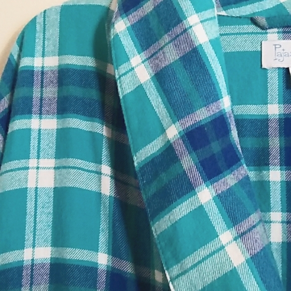 Pajamagram Plaid Robe Her Wit Tie Belt 100% Cotton Lightweight. SZ MD/LG Comfy - Picture 6 of 9